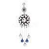 Alloy Flat Round & Sun & Moon Turkish Blue Evil Eye Pendant Decoration LS-HJEW-M002-13AS-1