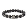 Natural Lava Rock Round Beads Stretch Bracelet BJEW-JB07477-1