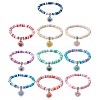 Natural Gemstone & MIYUKI Seed Beads Heart Charm Bracelets BJEW-MZ00084-1