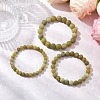 3Pcs Frosted Natural TaiWan Jade Round Beaded Stretch Bracelets for Women Men BJEW-JB11478-2