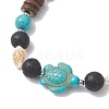 2Pcs Dyed Synthetic Turquoise & Natural & Lava Rock & Coconut & Sea Shell Beads Stretch Bracelets for Women BJEW-JB13198-4