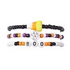 3Pcs 3 Styles Halloween Handmade Lampwork & Glass Seed Beaded Stretch Bracelet Sets BJEW-JB10460-1