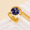 Natural Lapis Lazuli Chip with 304 Stainless Steel Cuff Open Rings WG3F4EB-04-1