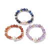 3Pcs Natural Lapis Lazuli/Garnet/Amethyst with Plastic Pearl with Glass Braided Beaded Finger Rings RJEW-JR00671-1