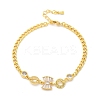 Brass Micro Pave Clear Cubic Zirconia Link Bracelets BJEW-U020-08G-4