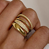 4Pcs Brass Micro Pave Clear Cubic Zirconia Finger Rings & Brass Finger Rings Set FS-WG9B944-05-1