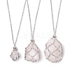 3Pcs 3 Style 304 Stainless Steel & Brass Macrame Pouch Empty Stone Holder for Pendant Necklaces Making NJEW-JN04442-5