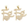 Brass Micro Pave Clear Cubic Zirconia Pendants LS-ZIRC-F124-01G-1