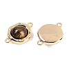 Brass Pave Natural Tiger Eye Flat Round Links Connector Charms KK-U043-45G-C-2