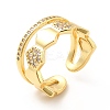 Clear Cubic Zirconia Hexagon Open Cuff Ring KK-H439-27G-1