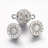 Alloy Rhinestone Magnetic Clasps with Loops RB-H116-3-S-1-2