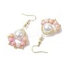 Paw Print Imitation Pearl & Glass Seed Beads Dangle Earrings EJEW-MZ00386-01-4