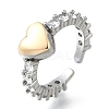Brass Micro Pave Cubic Zirconia Cuff Rings RJEW-D313-02PG-4