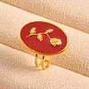Adjustable 304 Stainless Steel with Enamel Cuff Open Rings for Women XR0969-3-1