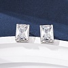 Brass Micro Pave Clear Cubic Zirconia Stud Earrings EJEW-C174-02D-P-1