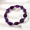 Dyed Natural Blue Lace Agate Faceted Twist Beaded Stretch Bracelets for Women GG-CBA3F02-09-2