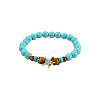 Synthetic Turquoise & Natural Tiger Eye Beaded Stretch Bracelets FS-WGB9D7B-03-1