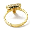 Rack Plating Letter Brass Micro Pave Clear Cubic Zirconia Adjustable Rings for Women KK-S391-03G-T-3