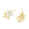 Brass Micro Pave Clear Cubic Zirconia Stud Earrings for Women EJEW-S217-E02-2