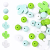 Cactus/Round Silicone Beads SIL-YW0001-50C-1