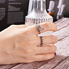 8Pcs 8 Style Brass Rotating Beaded Cuff Rings RJEW-SW0001-01-5