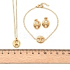 304 Stainless Steel Oval Pendant Necklaces & Bracelets & Stud Earrings Sets SJEW-P008-02G-6