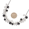 Round Glass Beaded Bib 304 Stainless Steel Rolo Chain Necklaces NJEW-JN05359-03-3