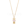 Cartoon Rabbit with Pink Shell & Dangle Balls Pendant Necklaces STAS-OY009-42G-1