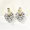 Brass Clear Cubic Zirconia Heart Hoop Earrings EJEW-L261-028GP-2