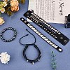 4Pcs 4 Styles Punk Style Hematite Round Beaded Stretch Bracelets & Rivets Bracelets  with Alloy Braided Bead Bracelets & Imitation Leather Bangles for Men Women BJEW-WH20002-09B-3