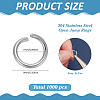 1000Pcs Tarnish Resistant 304 Stainless Steel Open Jump Rings STAS-ME0002-14-2