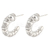 Rack Plating Brass Cubic Zirconia Horn Stud Earrings EJEW-K245-31P-1