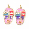 Brass Micro Pave Clear Cubic Zirconia Pendants KK-E068-VF020-2