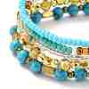 5Pcs 5 Style Synthetic Turquoise(Dyed) & Hematite & Glass Sead Beads Stretch Bracelets Set BJEW-JB07670-03-5