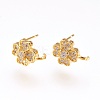 Brass Micro Pave Cubic Zirconia Stud Earring Findings KK-F753-07G-RS-1