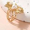 304 Stainless Steel Flower Open Cuff Rings for Women STAS-Z108-04G-3