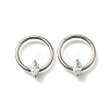 304 Stainless Steel Clear Cubic Zirconia Horse Eye Hoop Nose Rings AJEW-D306-13P-1