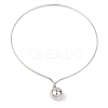 201 Stainless Steel Ball Charm Rigid Choker Necklaces for Women NJEW-Z098-05P-1