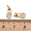 Christmas Brass Micro Pave Cubic Zirconia Enamel Charms KK-L255-19G-07-3