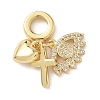Brass Micro Pave Clear Cubic Zirconia European Dangle Charms KK-D502-13A-G-1