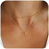 Bohemian Style Stainless Steel Double Layer Initial Pendant Necklaces FS-WGDC616-11-1