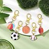 Sports Ball Alloy Enamel Pendant Decoration HJEW-JM02006-S-1