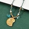 304 Stainless Steel Shell Shape Pendant Cotton Cord Necklaces NJEW-C093-05B-G-3