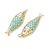 Brass Micro Pave Clear Cubic Zirconia Pendants KK-G522-43G-04B-2