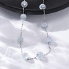 304 Stainless Steel Cat Eye Round Beads Handmade Chain Necklaces for Women NJEW-C073-01P-06-3
