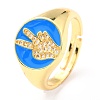 Adjustable Real 18K Gold Plated Brass Enamel Finger Ringss RJEW-L071-29G-3