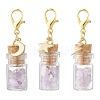 Natural Amethyst Chips inside Glass Wishing Bottle Pendant Decoration HJEW-JM03307-04-2