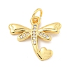 Rack Plating Brass Micro Pave Clear Cubic Zirconia Pendants KK-B093-10B-G-1