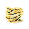 Hug Hand Brass Micro Pave Cubic Zirconia Adjustable Rings for Women RJEW-U003-25B-G-2