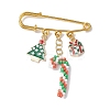 Candy Cane & Christmas Tree & Gift Glass Seed Beads & Alloy Enamel Pendant Kilt Pins JEWB-MZ00003-1
